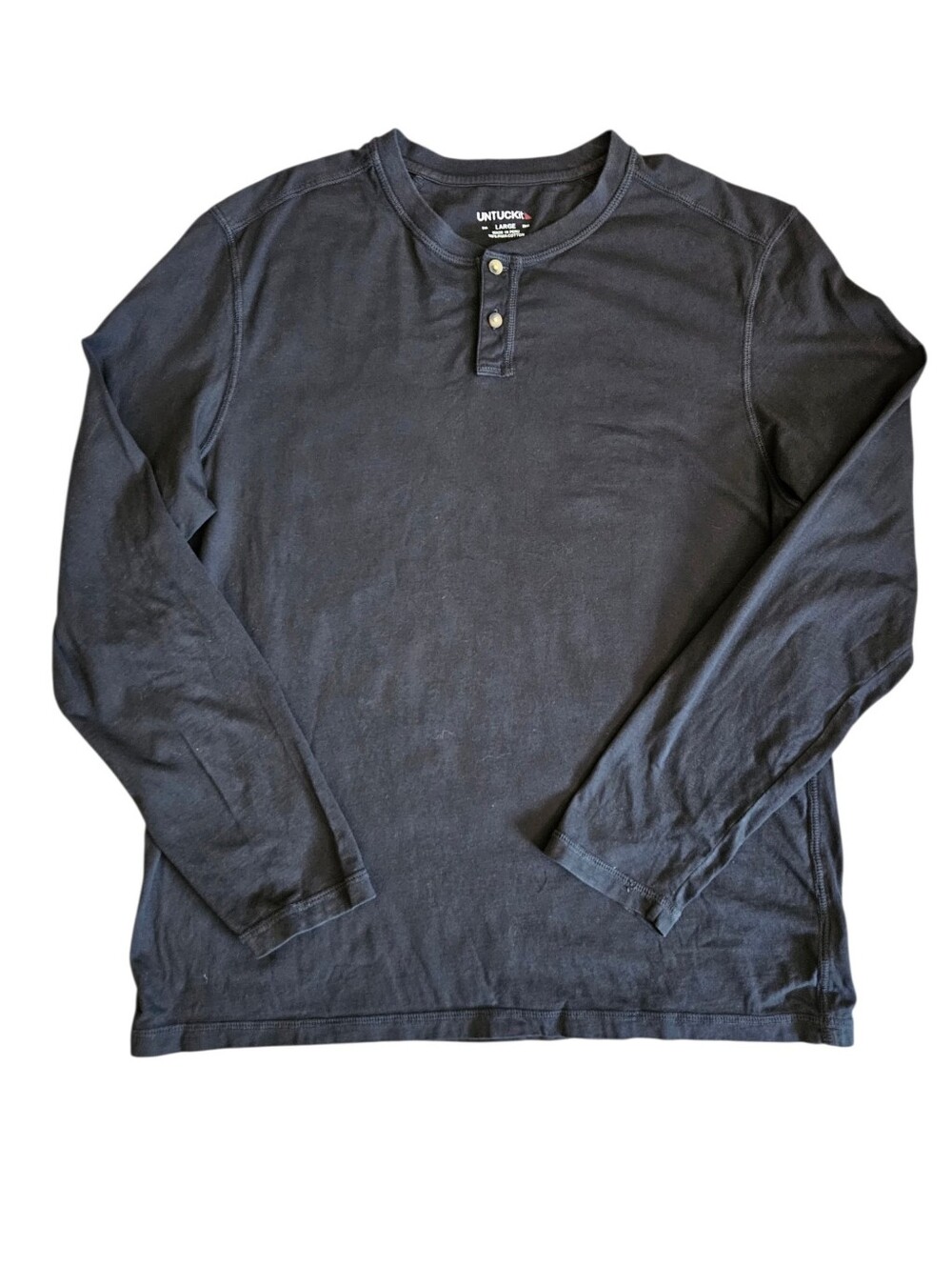 Untuckit Mens Ultrasoft Henley Black Sz Large